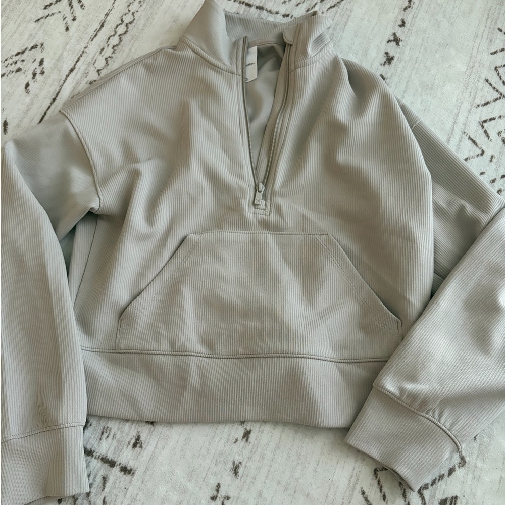 All in Motion Beige Ribbed Zip-Up Jacket